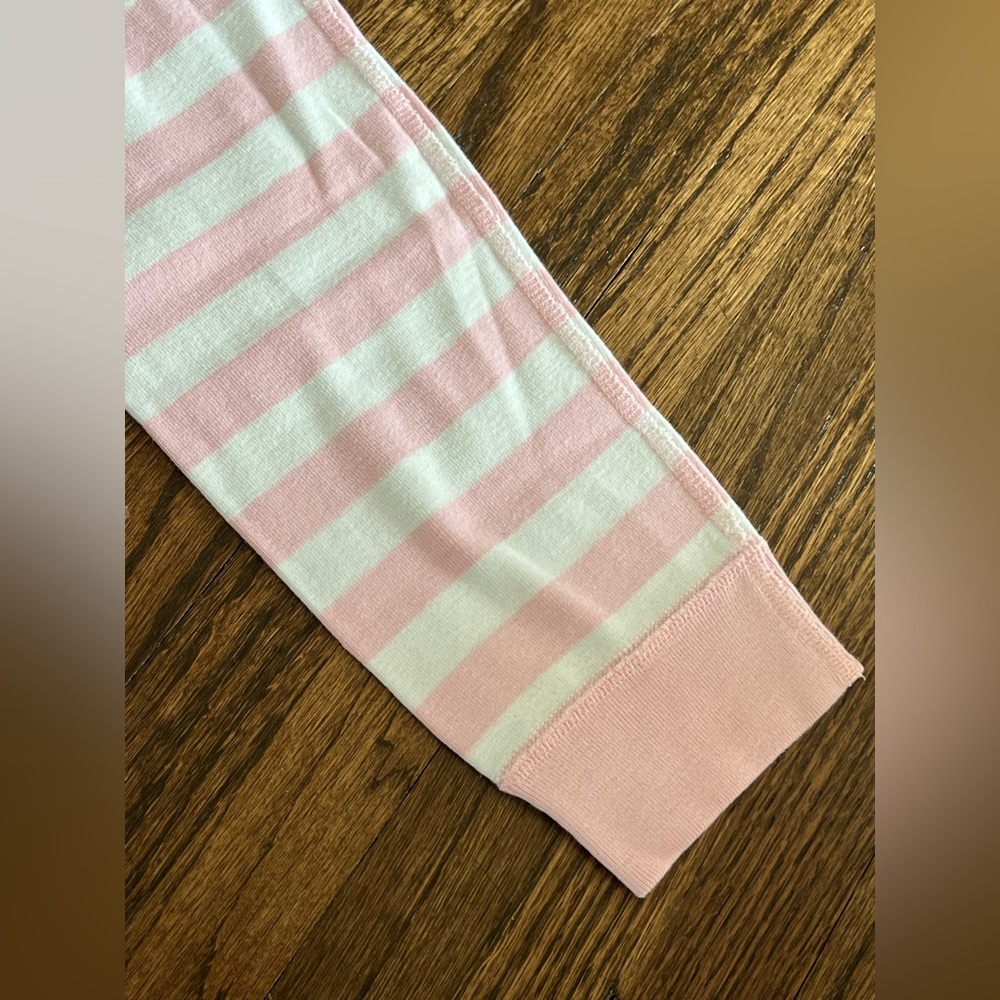 Hanna Andersson Pink White Long Sleeve Pajamas Stripes Cat sz 12 150 cm EUC - Picture 8 of 9